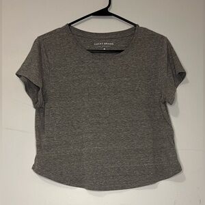 Lucky Brand Women's Charcoal Short Sleeve Crop Top Tee